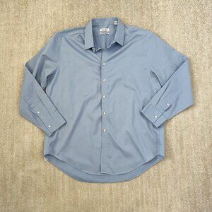 Calvin Klein Slim Fit Blue Cotton Button Up Non-Iron Shirt 17